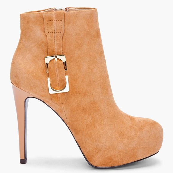 Diane von Furstenberg Women's Rory Suede Bootie in Honey Suede size US 9.5